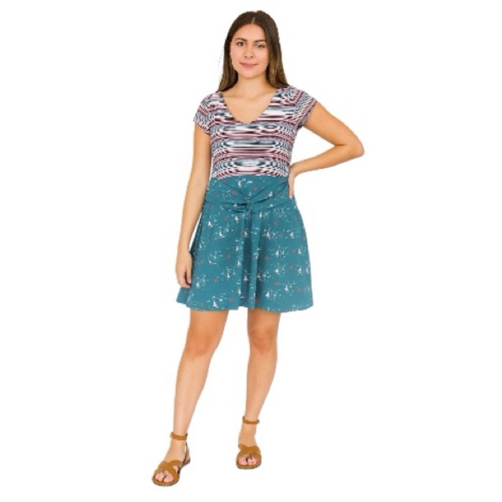 BLUE PLATYPUS woman's size medium M sailboat striped stretch made in USA dress